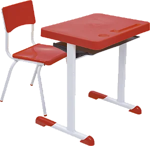 Conjunto Escolar Individual Retangular Plástico Vermelho – JUVENIL (06 a 10 anos) – 77207 - Casa das Cadeiras Goiânia