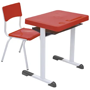 Conjunto Escolar Individual Retangular Plástico Vermelho – JUVENIL (06 a 10 anos) – 77207 - Casa das Cadeiras Goiânia