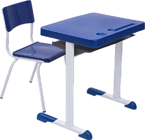 Conjunto Escolar Individual Retangular Plástico Azul – JUVENIL (06 a 10 anos) – 77307 - Casa das Cadeiras Goiânia