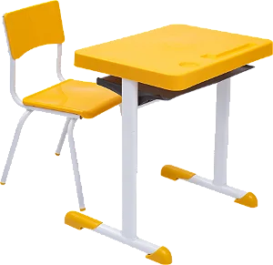 Conjunto Escolar Individual Retangular Plástico Amarelo – JUVENIL (06 a 10 anos) – 77407 - Casa das Cadeiras Goiânia