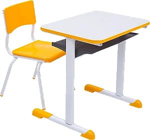 Conjunto Escolar Individual Retangular Tampo de MDF Amarelo – MATERNAL (01 a 03 anos) – 77505 - Casa das Cadeiras Goiânia