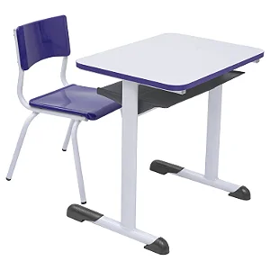 Conjunto Escolar Individual Retangular Tampo de MDF Azul – INFANTIL (03 a 06 anos) – 77507 - Casa das Cadeiras Goiânia