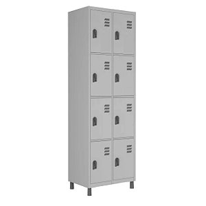 Armário de Aço Roupeiro Com 08 Portas Cinza/Cinza - 1,84×0,64×0,35m - 10017 - Casa das Cadeiras Goiânia