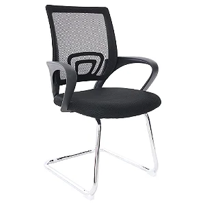 Cadeira Fixa Executiva Cromada em Tela Mesh com Braços - 3311 - Casa das Cadeiras Goiânia