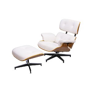 Poltrona Branca/Madeira com Puff - 8051 - Casa das Cadeiras Goiânia