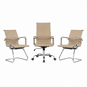 Kit Cadeiras Esteirinhas Fendi - 1 Presidente + 2 Fixas - 48239 - Casa das Cadeiras Goiânia