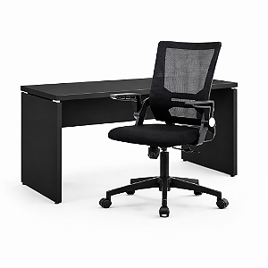 Kit Mesa 1,20x0,60 40mm Preta + Cadeira em Tela Com Relax e Braços Rebatíveis - 42325 - Casa das Cadeiras Goiânia