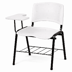 Carteira Universitária Escolar Branca com Prancheta Plástica Branca - 65638 - Casa das Cadeiras Goiânia