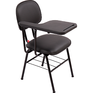 Carteira Universitária Escolar Secretária Estofada Preta com Prancheta Plástica Preta - 63454 - Casa das Cadeiras Goiânia