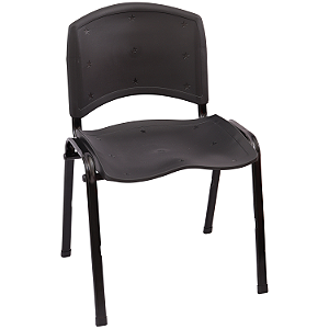 Cadeira Plástica de Plástico Fixa Anatômica Empilhável PRETA - 12071 - Casa das Cadeiras Goiânia