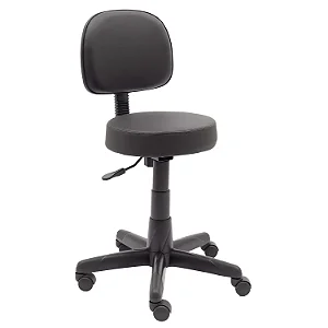 Cadeira Mocho Giratório PRETO Com Encosto Removível - 12117 - Casa das Cadeiras Goiânia