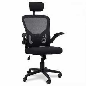 Cadeira Presidente em Tela NEXUS Com Braços Rebatíveis + Encosto de Cabeça - 20698 - Casa das Cadeiras Goiânia