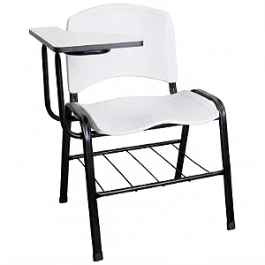 Carteira Universitária Escolar Branca com Prancheta MDF Branco - 75638 - Casa das Cadeiras Goiânia