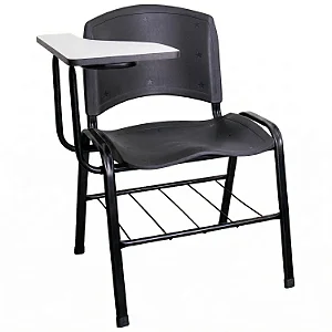 Carteira Universitária Escolar Preta com Prancheta MDF Branco - 75633 - Casa das Cadeiras Goiânia