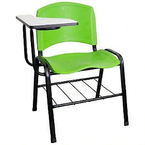 Carteira Universitária Escolar Verde com Prancheta MDF Branco - 75639 - Casa das Cadeiras Goiânia