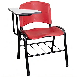 Carteira Universitária Escolar Vermelha com Prancheta MDF Branco - 75641 - Casa das Cadeiras Goiânia