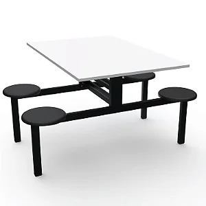Mesa Refeitório Assento Fixo 04 Lugares, Tampo MDF - 46799 - Casa das Cadeiras Goiânia