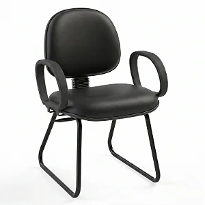 Cadeira Fixa Executiva Lisa Com Braços Fixos Base Trapézio - 32144 - Casa das Cadeiras Goiânia