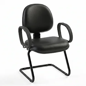 Cadeira Fixa Executiva Lisa Com Braços Fixos Base em "S" - 32145 - Casa das Cadeiras Goiânia