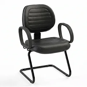 Cadeira Fixa Executiva Costurada Com Braços Fixos Base em "S" - 32146 - Casa das Cadeiras Goiânia