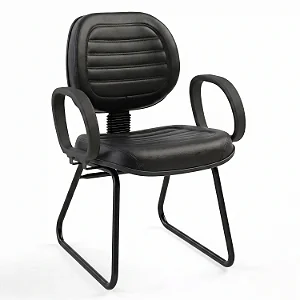 Cadeira Fixa Executiva Costurada Com Braços Fixos Base Trapézio - 32166 - Casa das Cadeiras Goiânia