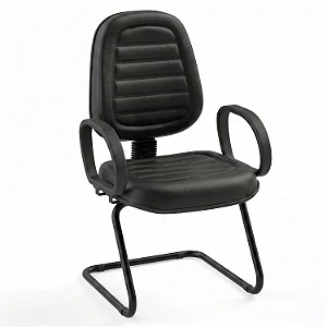 Cadeira Fixa Executiva Alta Diretorzinho Costurada Com Braços Fixos Base em "S" - 34104 - Casa das Cadeiras Goiânia