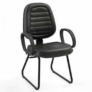 Cadeira Fixa Executiva Alta Diretorzinho Costurada Com Braços Fixos Base Trapézio - 34105 - Casa das Cadeiras Goiânia