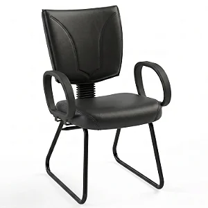 Cadeira Fixa Executiva B-One Costurada Com Braços Fixos Base Trapézio - 34175 - Casa das Cadeiras Goiânia