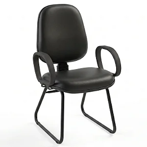 Cadeira Fixa Executiva Alta Diretorzinho Lisa Com Braços Fixos Base Trapézio - 34705 - Casa das Cadeiras Goiânia