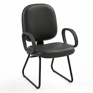 Cadeira Fixa Diretor Lisa Com Braços Fixos Base Trapézio - 34725 - Casa das Cadeiras Goiânia