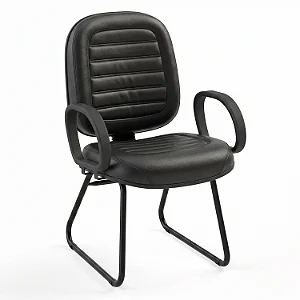 Cadeira Fixa Diretor Costurada Com Braços Fixos Base Trapézio - 34735 - Casa das Cadeiras Goiânia