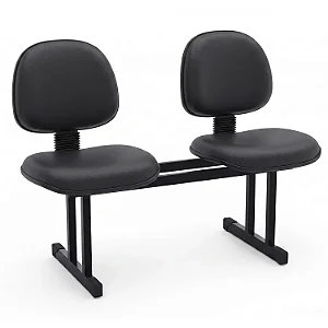 Longarina Para Recepção Executiva Lisa Estofada Courvin Preto 02 Lugares - 01435 - Casa das Cadeiras Goiânia