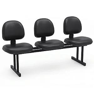 Longarina Para Recepção Executiva Lisa Estofada Courvin Preto 03 Lugares - 01436 - Casa das Cadeiras Goiânia