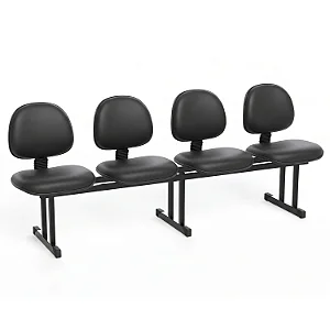 Longarina Para Recepção Executiva Lisa Estofada Courvin Preto 04 Lugares - 01437 - Casa das Cadeiras Goiânia