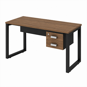 Mesa de Escritório INDUSTRIAL Com Gavetas (1,50x0,60) Nogal/Preto - 21482 - Casa das Cadeiras Goiânia