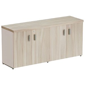 Armário Baixo Para Escritório Credence Duplo Fundo 3mm 159X46 Linha Prima 40 – Fresno/Branco - 11820 - Casa das Cadeiras Goiânia