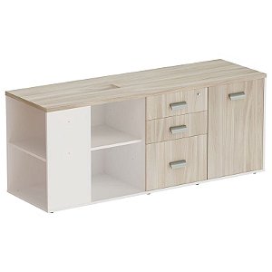 Armário Diretivo Para Escritório Direito Com Caixa De Tomada 160X50 Linha Prima 40 – Fresno/Branco - 71987 - Casa das Cadeiras Goiânia