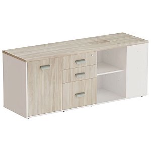 Armário Diretivo Para Escritório Esquerdo Com Caixa De Tomada 160X50 Linha Prima 40 – Fresno/Branco - 27736 - Casa das Cadeiras Goiânia