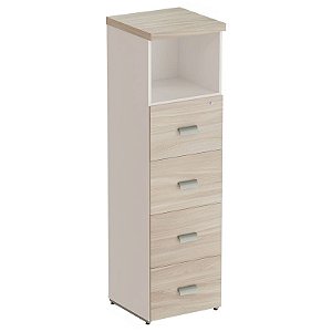 Arquivo Para Escritório Desmontado 4 Gavetas + Nicho 46 cm De Largura Linha Prima 40 – Fresno/Branco - 84437 - Casa das Cadeiras Goiânia