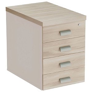 Gaveteiro Diretivo Para Escritório Desmontado 4 Gavetas 46 cm De Largura Linha Prima 40 – Fresno/Branco - 65584 - Casa das Cadeiras Goiânia