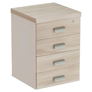Gaveteiro Pedestal Para Escritório Desmontado 4 Gavetas 46 cm De Largura Linha Prima 40 – Fresno/Branco - 51181 - Casa das Cadeiras Goiânia