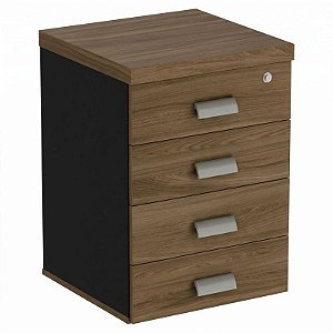 Gaveteiro Pedestal Para Escritório Desmontado 4 Gavetas 46 cm De Largura Linha Prima 40 – Nogal/Preto - 88201 - Casa das Cadeiras Goiânia
