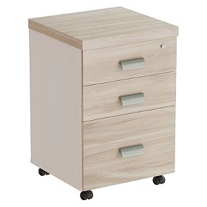Gaveteiro Volante Para Escritório Desmontado 2 Gavetas + Pasta Suspensa 46 cm De Largura Linha Prima 40 – Fresno/Branco - 36033 - Casa das Cadeiras Goiânia
