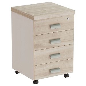 Gaveteiro Volante Para Escritório Desmontado 4 Gavetas 46 cm De Largura Linha Prima 40 – Fresno/Branco - 29649 - Casa das Cadeiras Goiânia