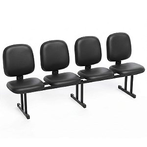 Longarina Para Recepção Diretor Lisa – 04 Lugares – Courvin Preto - 76829 - Casa das Cadeiras Goiânia