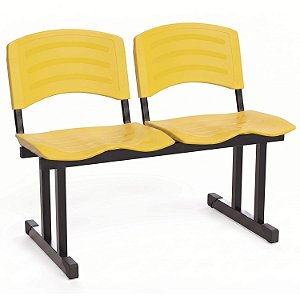 Longarina Para Recepção Ergoplast – 02 Lugares – Amarelo - 43208 - Casa das Cadeiras Goiânia