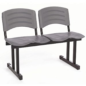 Longarina Para Recepção Ergoplast – 02 Lugares – Cinza - 49586 - Casa das Cadeiras Goiânia