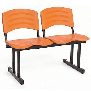 Longarina Para Recepção Ergoplast – 02 Lugares – Laranja - 35469 - Casa das Cadeiras Goiânia