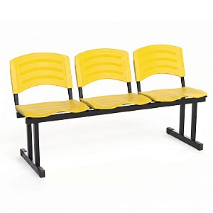 Longarina Para Recepção Ergoplast – 03 Lugares – Amarelo - 19493 - Casa das Cadeiras Goiânia