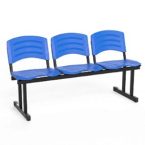 Longarina Para Recepção Ergoplast – 03 Lugares – Azul - 62210 - Casa das Cadeiras Goiânia